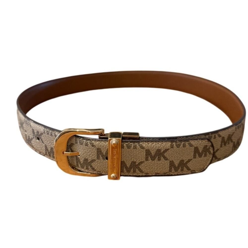 Michael Kors Signature Reversible Belt with Gold Toned Buckle